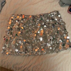 Cider Sparkling Silver Mini Skirt